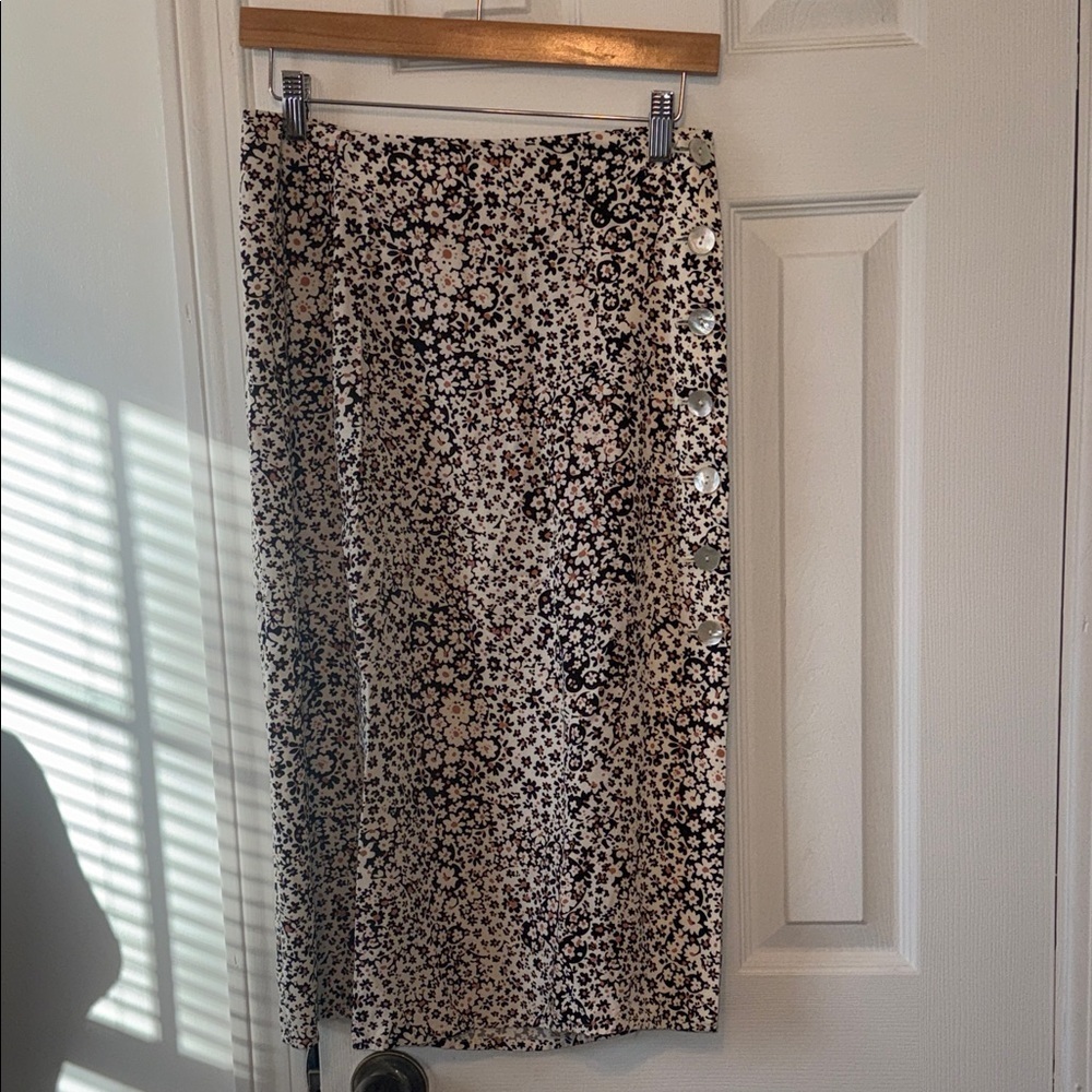 Madewell Daisy Groove Side Button Midi Skirt Floral Print Size 2 - Picture 4 of 14